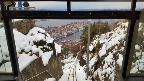Floibanen Funicular, Mount Floyen, Bergen, Norway.