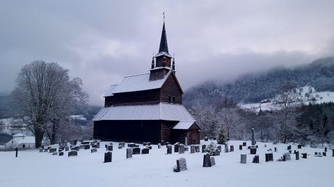 Stavkyrkje, Kaupanger, Norway.